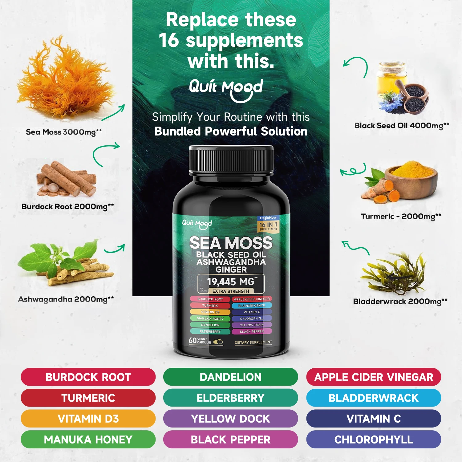 2Pcs Sea Moss Black Seed Oil